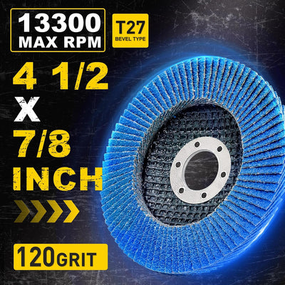 12 Discos Solapa 4.5x7/8 pulg Circonita Tipo 27 Lijado