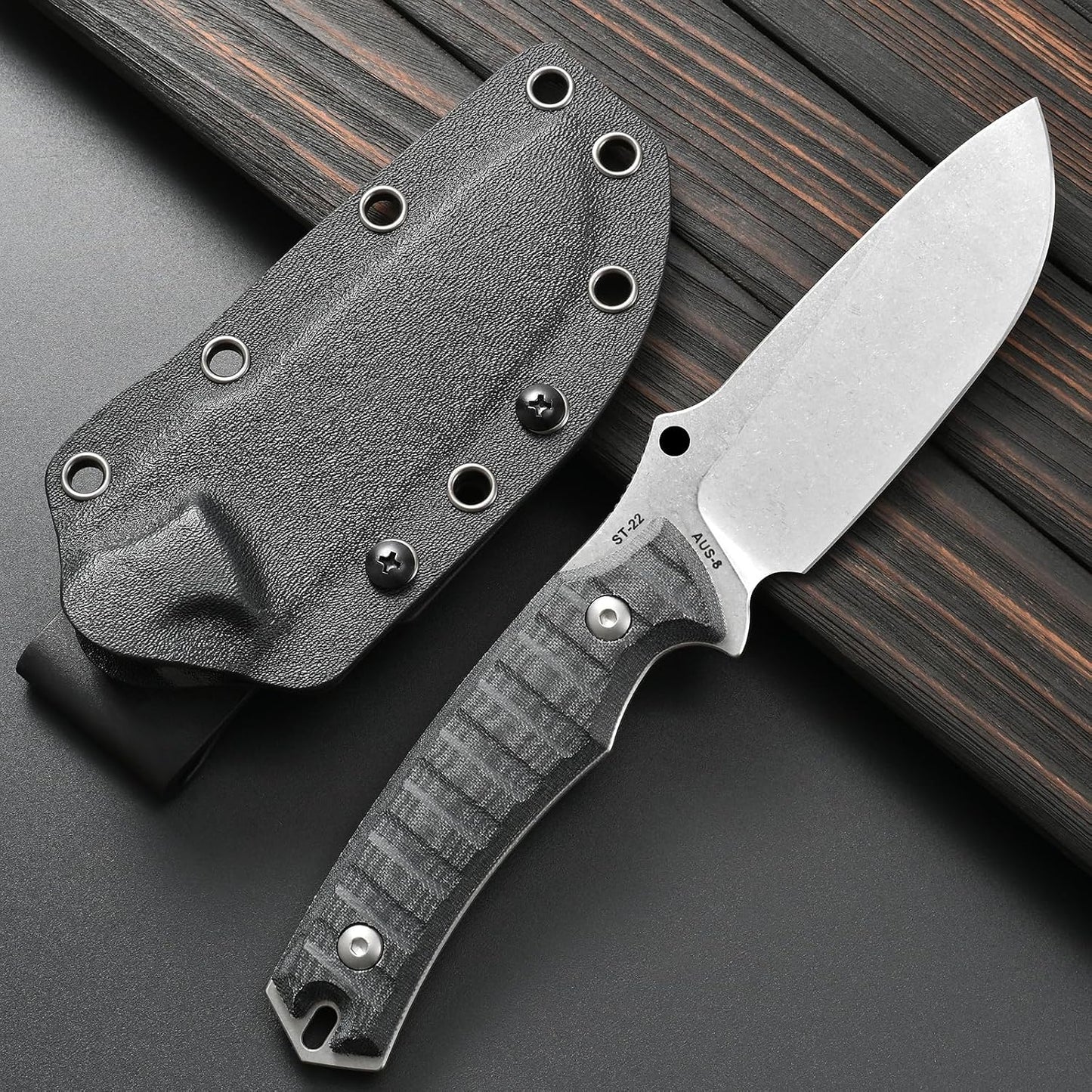 Cuchillo EDC AUS-8 Hoja Micarta Negro para Aventura