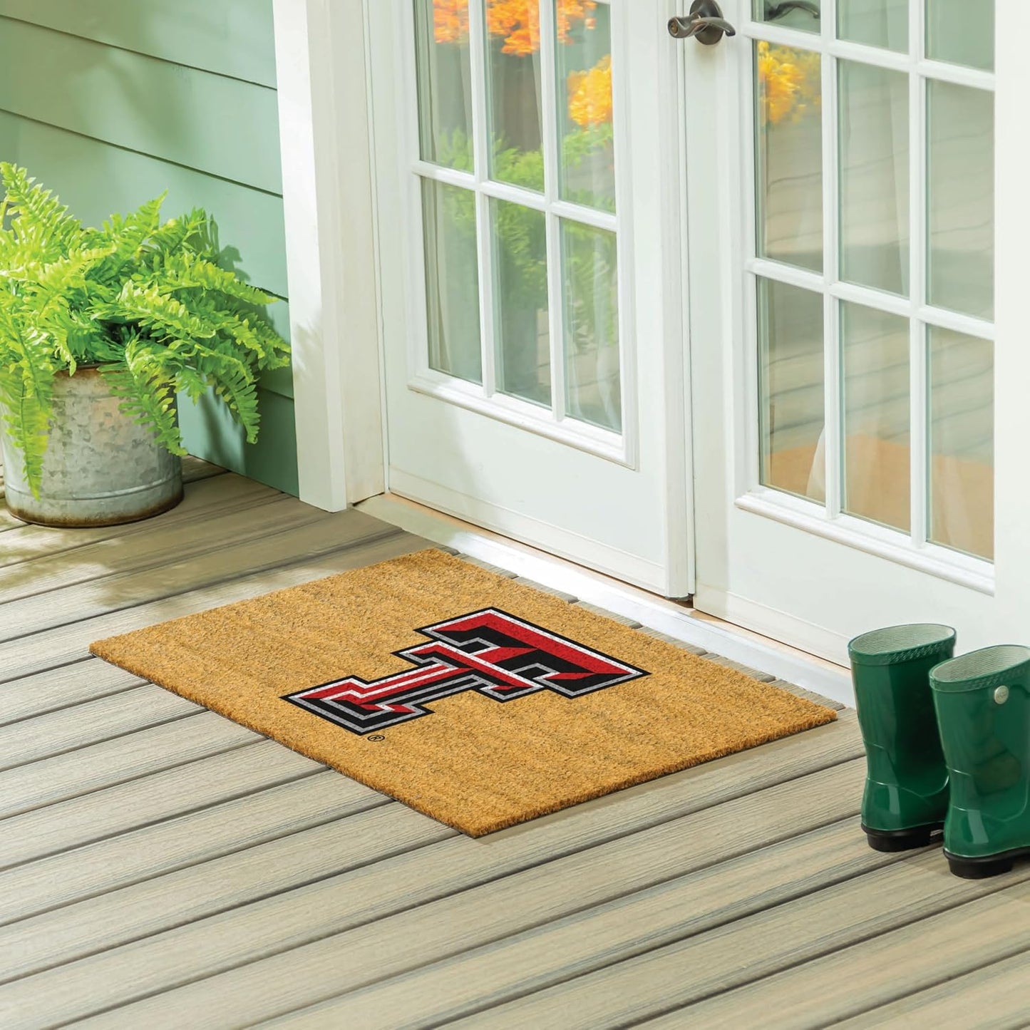 Tapete fibra coco Texas Tech 36x24pulg logotipo oficial