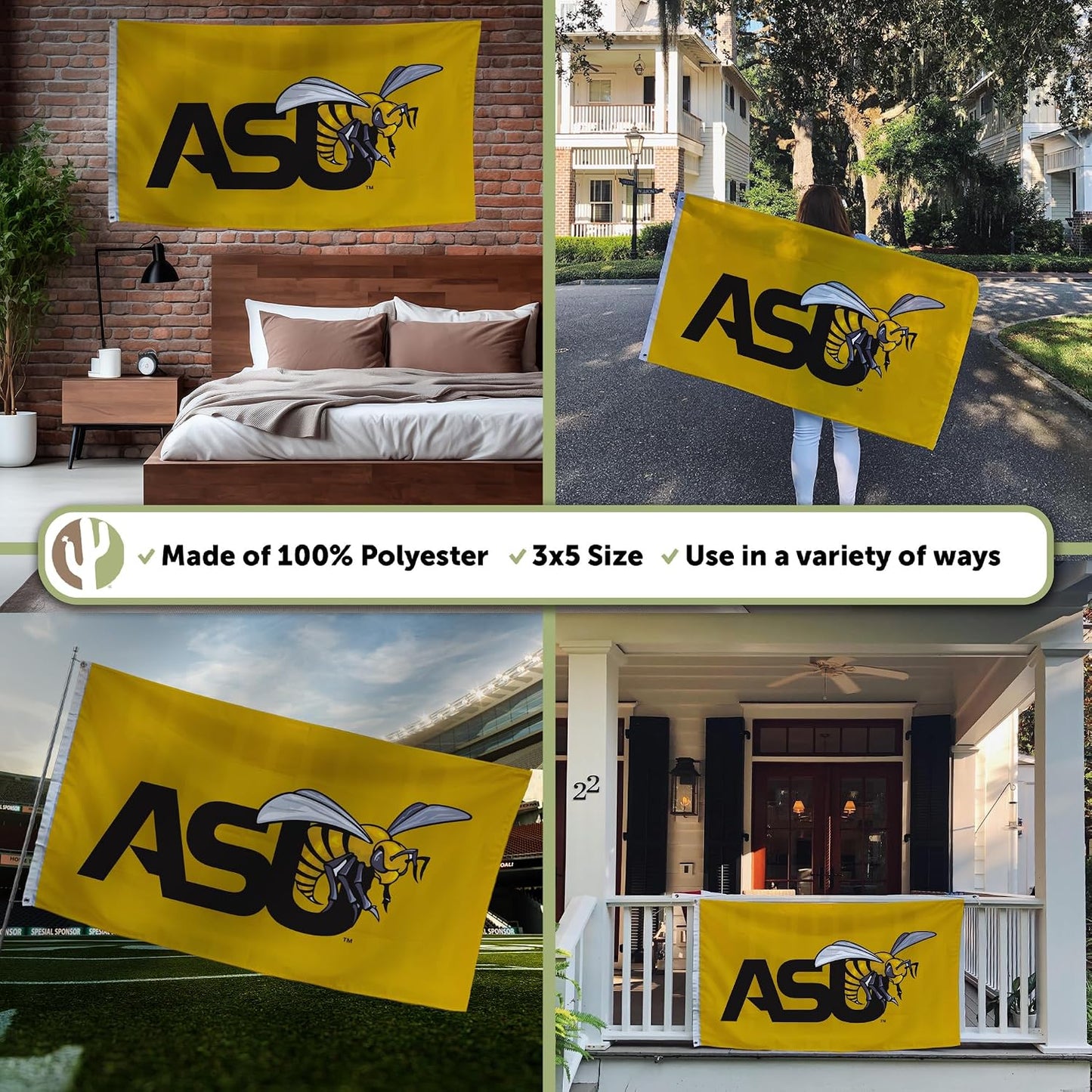 Bandera ASU 3x5" tela poliéster interiores exteriores