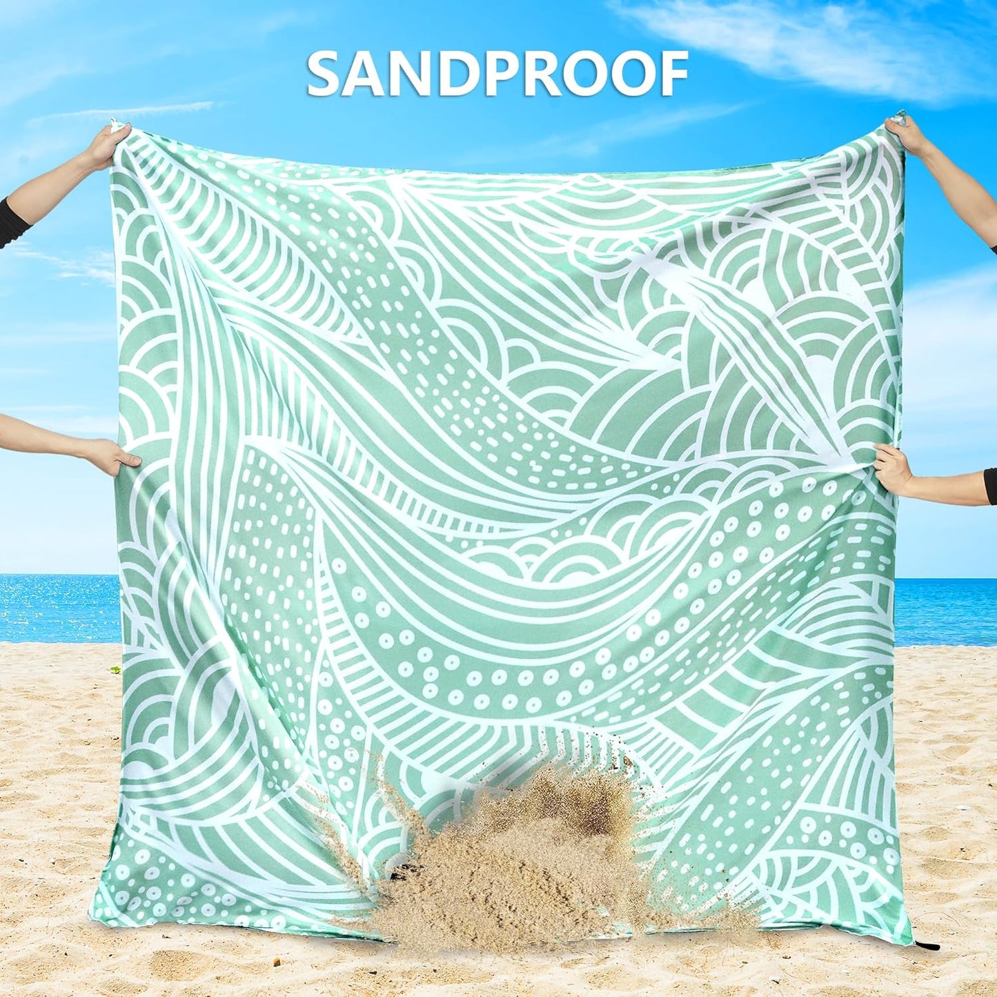 Manta playa impermeable secado rápido 79x83pulg color cian