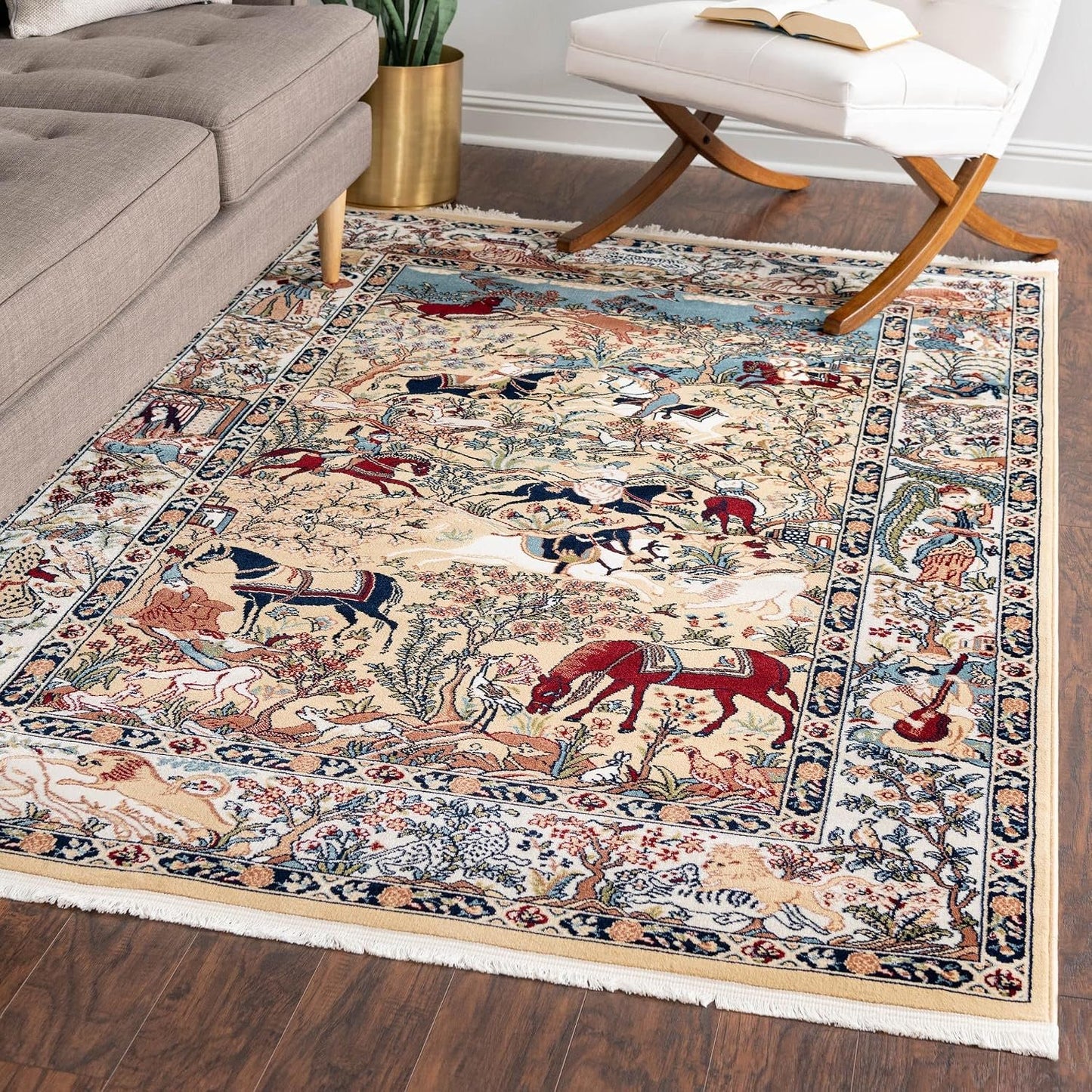 Alfombra área Narenj Birmingham 5x8pulg Tostado/Azul