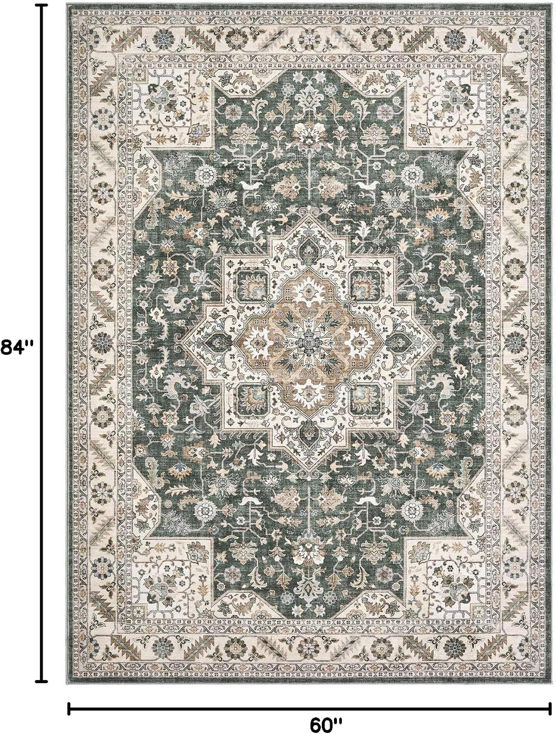 Tapete vintage 5x7pulg suave lavable para dormitorio y