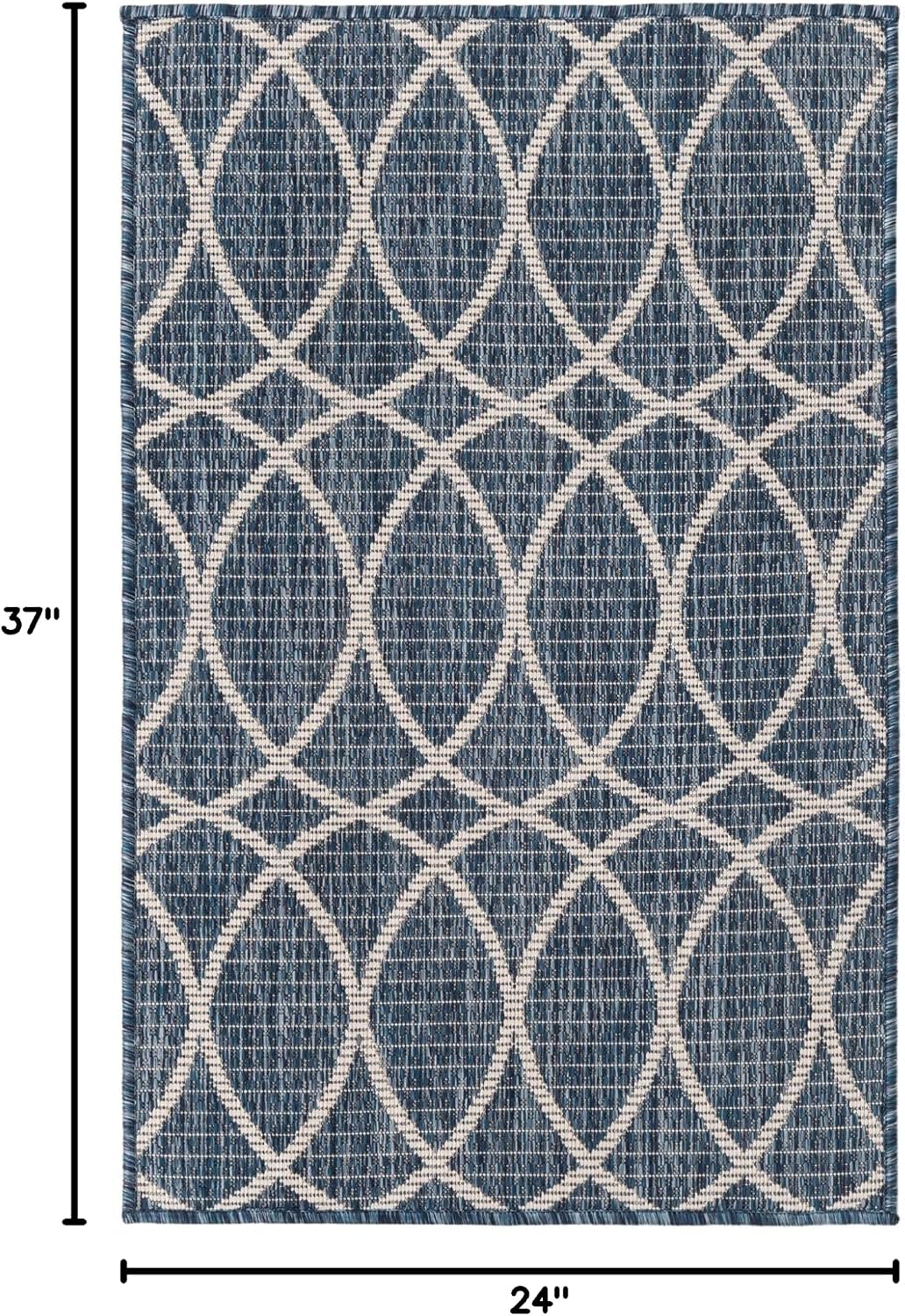 Alfombra área rectangular 2x3ft1" azul/marfil