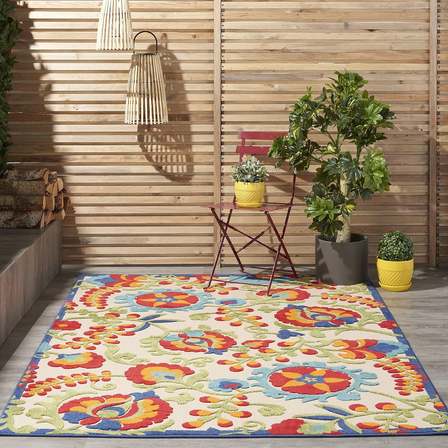 Tapete interior exterior 5x7ft multicolor fácil limpieza