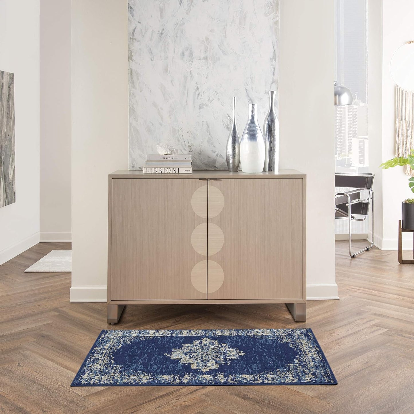 Alfombra 2x4ft dormitorio sala comedor azul marino