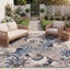 Alfombra exterior lavable 9x12ft gris y azul no pelusa