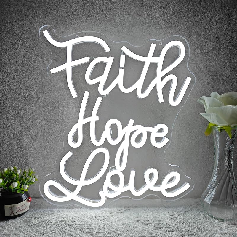 Letrero neón Faith Hope Love luz LED para dormitorio