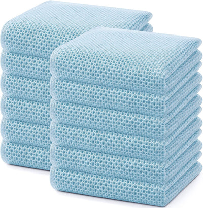 Trapo cocina algodón punto gofre 13x28pulg 12 pzas azul cielo