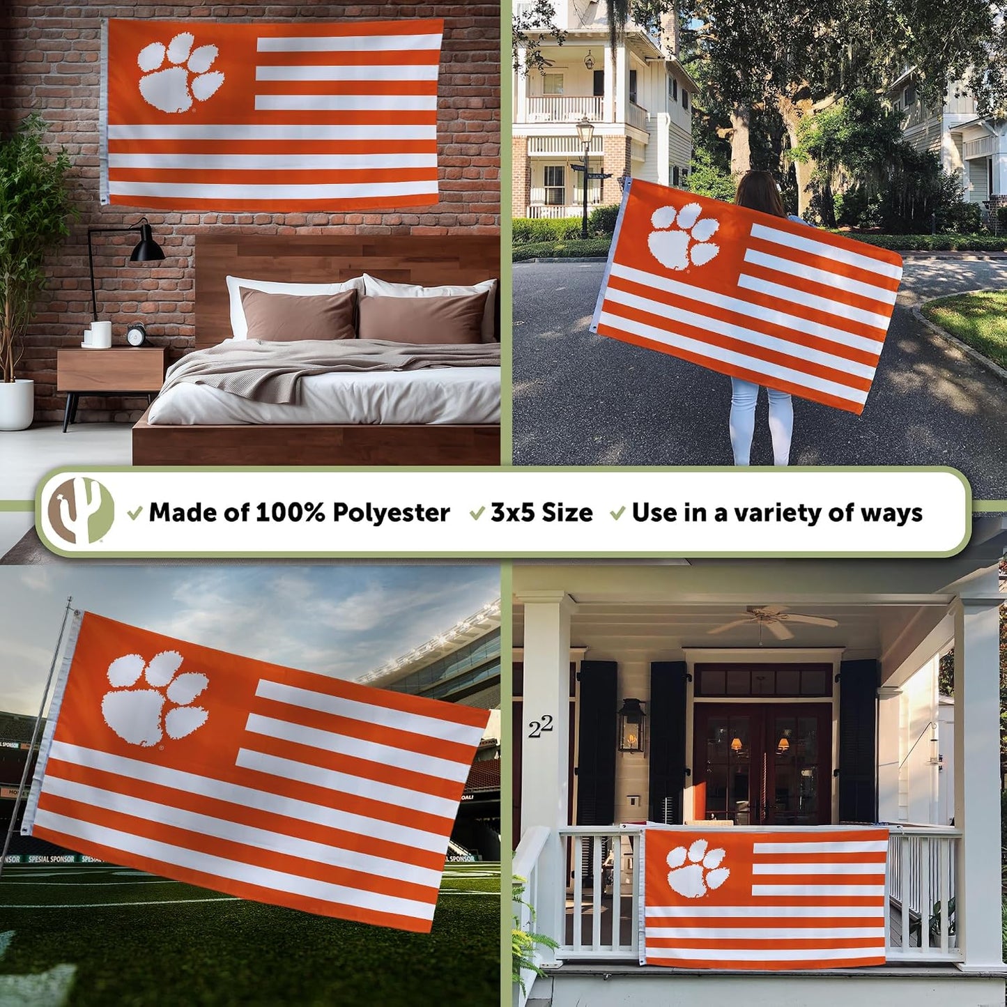 Bandera Clemson University 3x5ft poliéster tigres