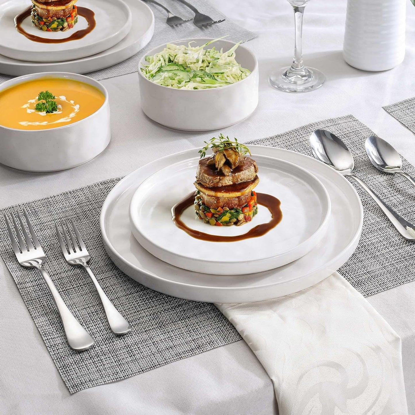 Set 16 Pzas Vajilla Cerámica Moteada Mesa Comedor