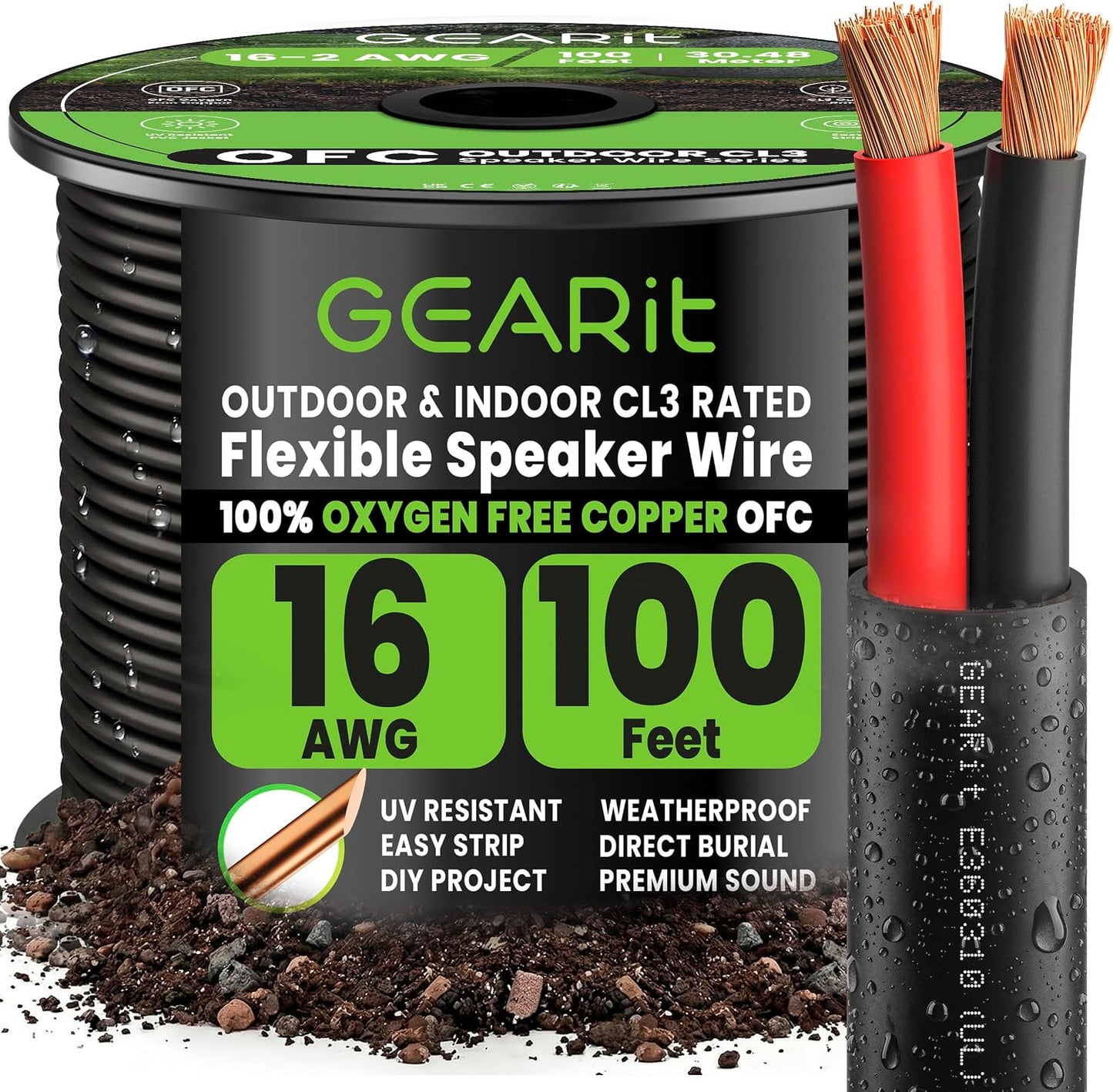 Cable altavoz CL3 16 100pies para exterior patio jardín