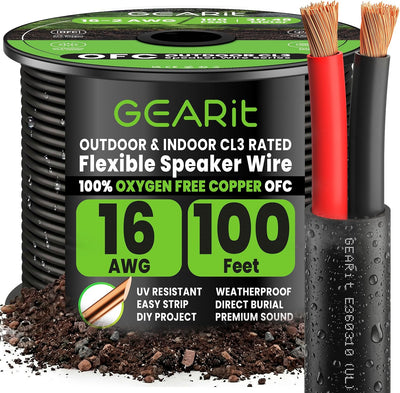Cable altavoz CL3 16 100pies para exterior patio jardín