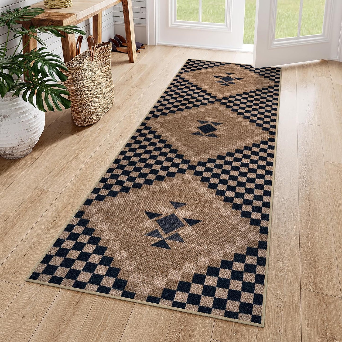 Alfombra pasillo yute 2x6ft antiderrap lavable