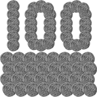 100 Pzas Estropajo Acero Inox Redondo para Limpiar Hogar
