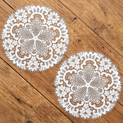 2 Manteles Redondos Encaje Blanco 10.6pulg Navidad