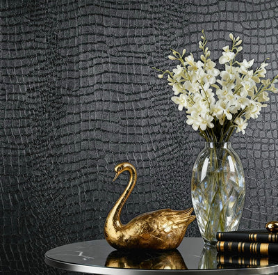 Papel tapiz negro texturizado 15.75x118pulg para armarios y baños