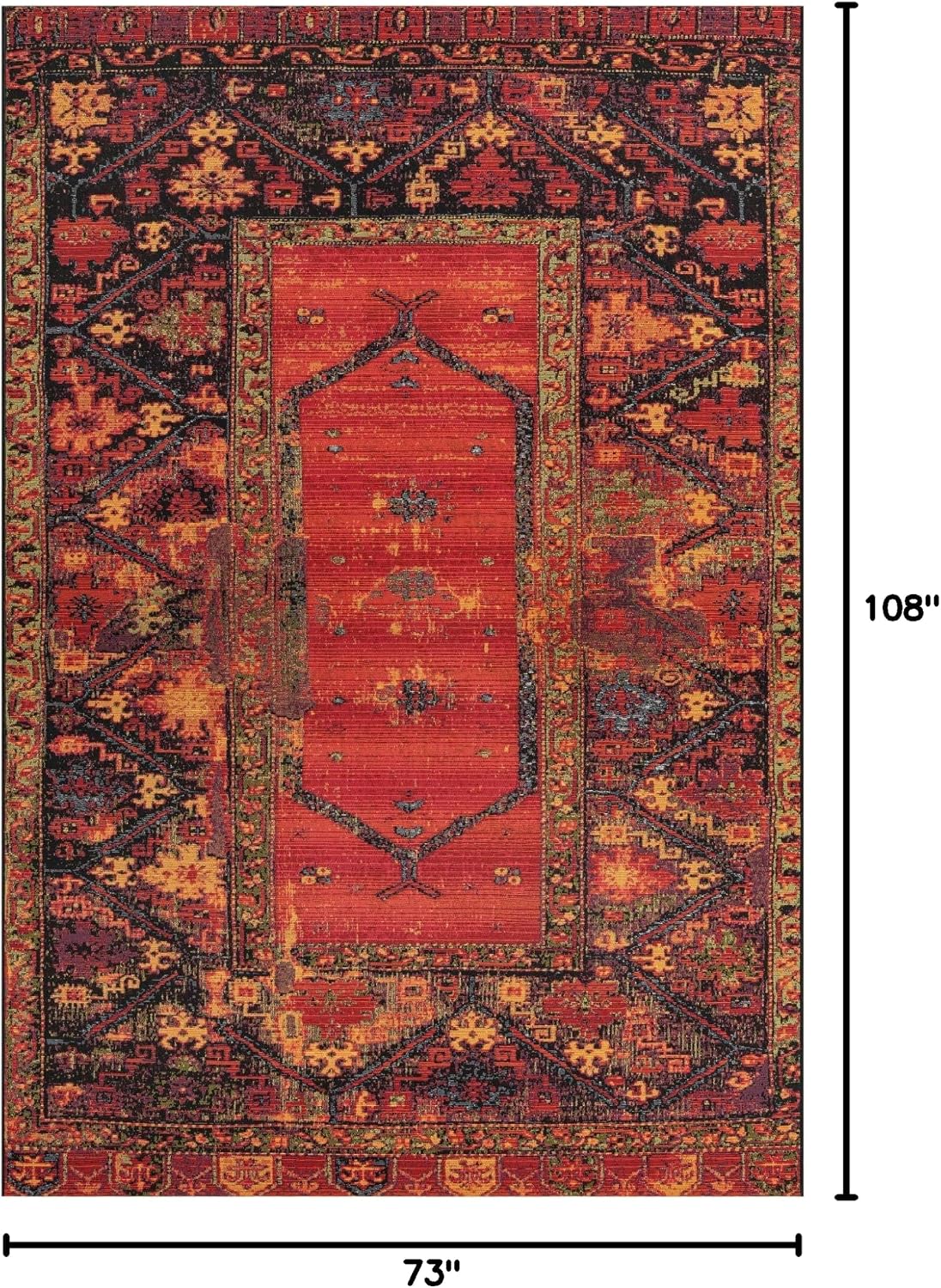 Alfombra área tribal rectangular 6x9ft multicolor
