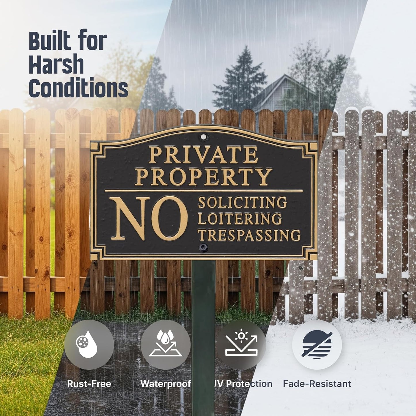 Letrero propiedad privada aluminio 5.75x9.5 con estaca 18