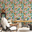 Papel tapiz floral autoadhesivo diseño leopardo selva 17.7