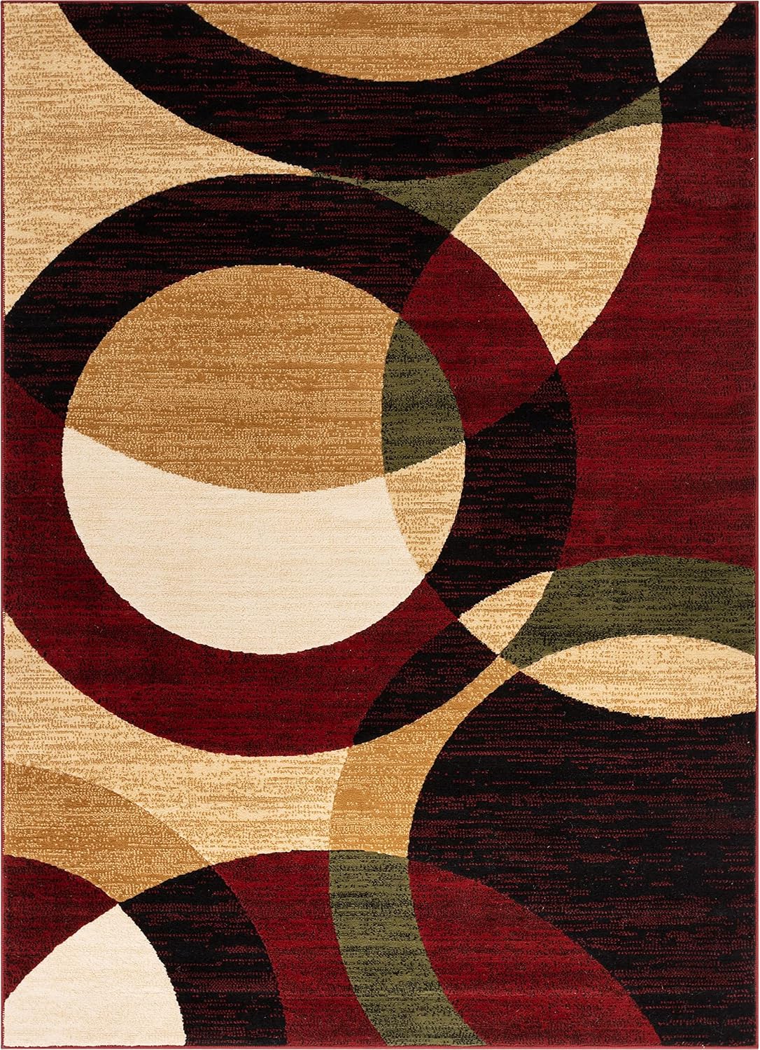 Alfombra geométrica moderna roja 5'3x7'3