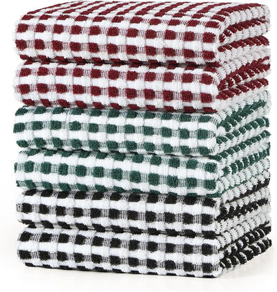 Paños cocina algodón absorbentes 16x26pulg 6 pzas rojo vino