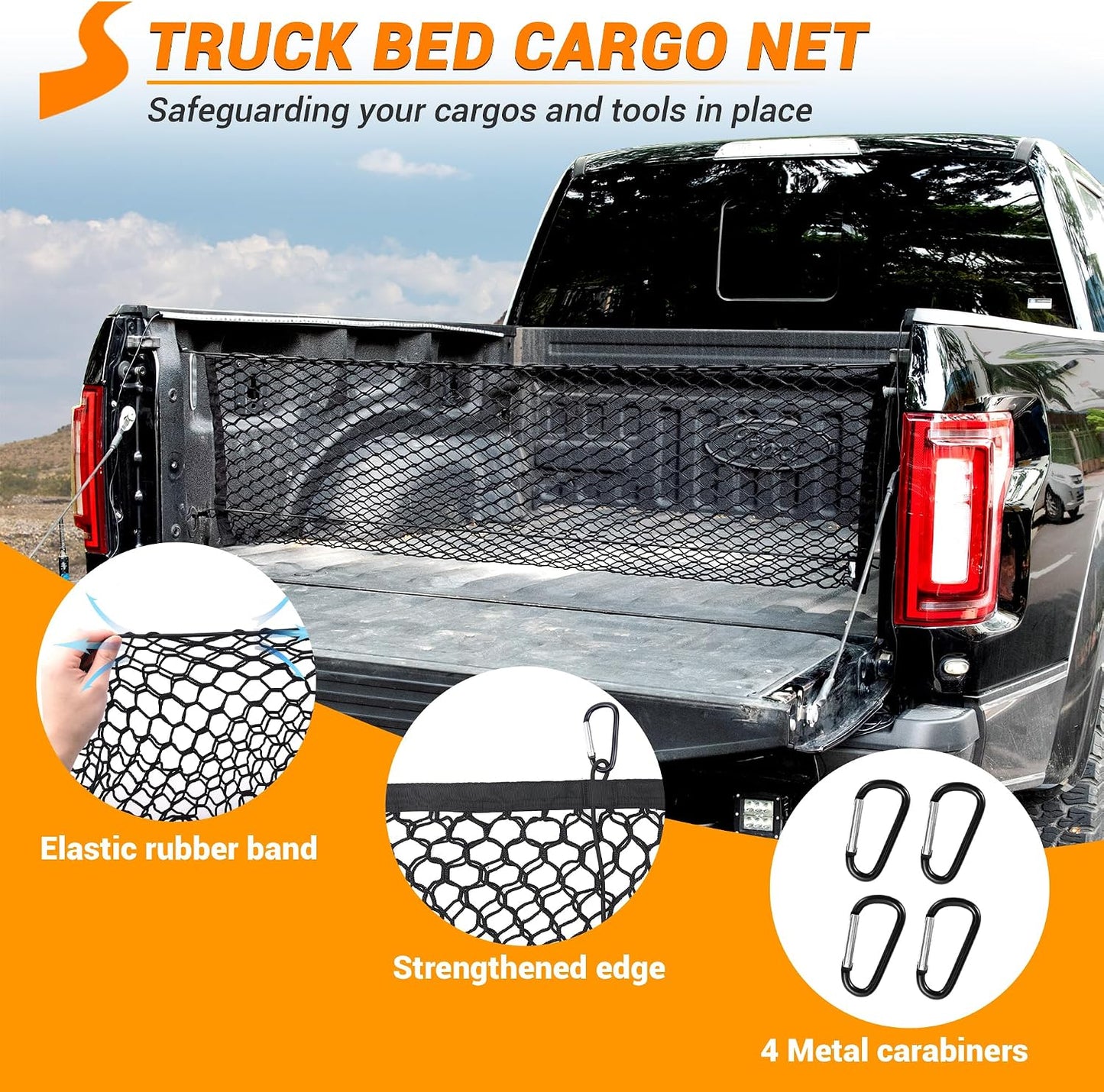 Red carga camión malla elástica 49x15" comp Chevy F150