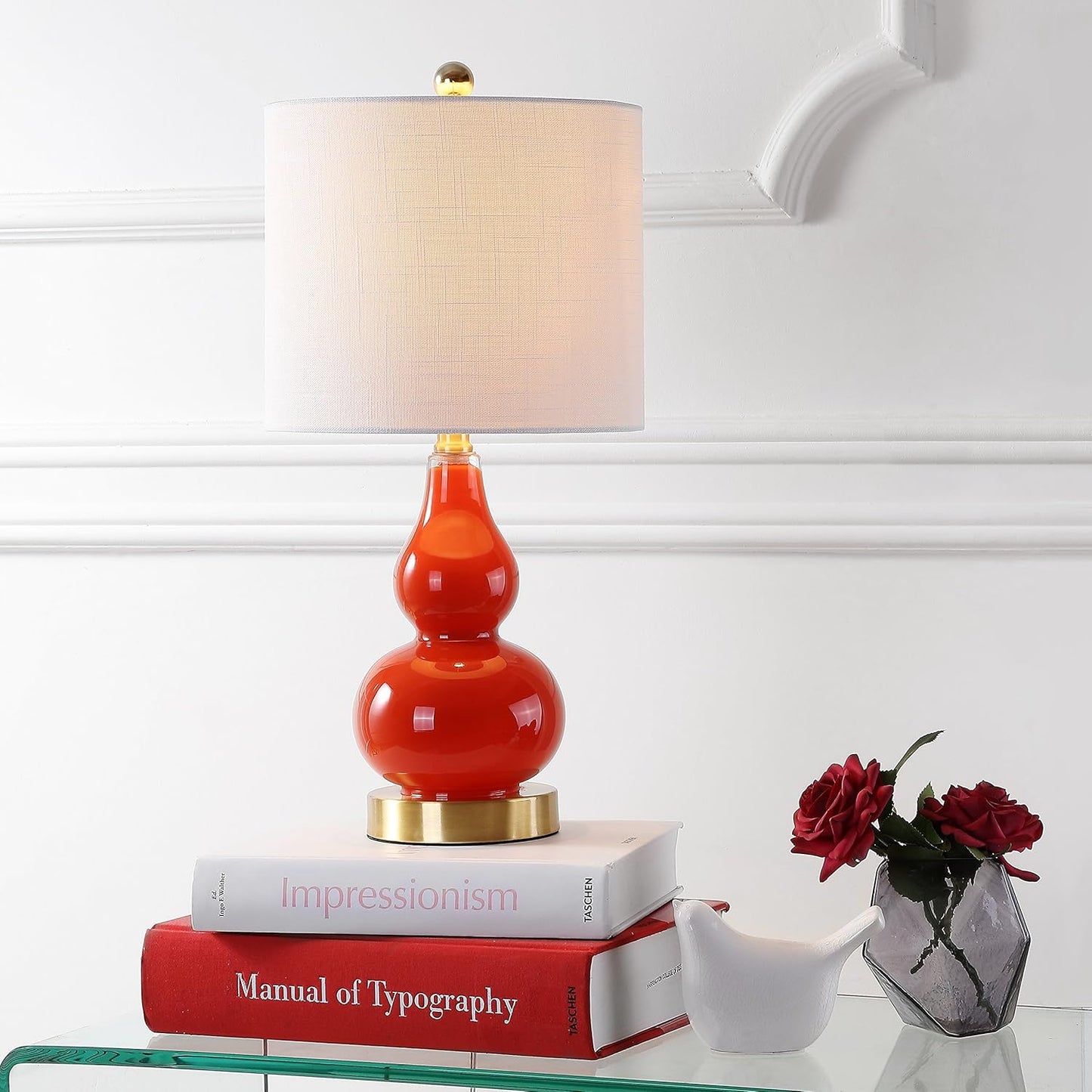 Lámpara Mesa Vidrio LED 52cm Estilo Midcentury