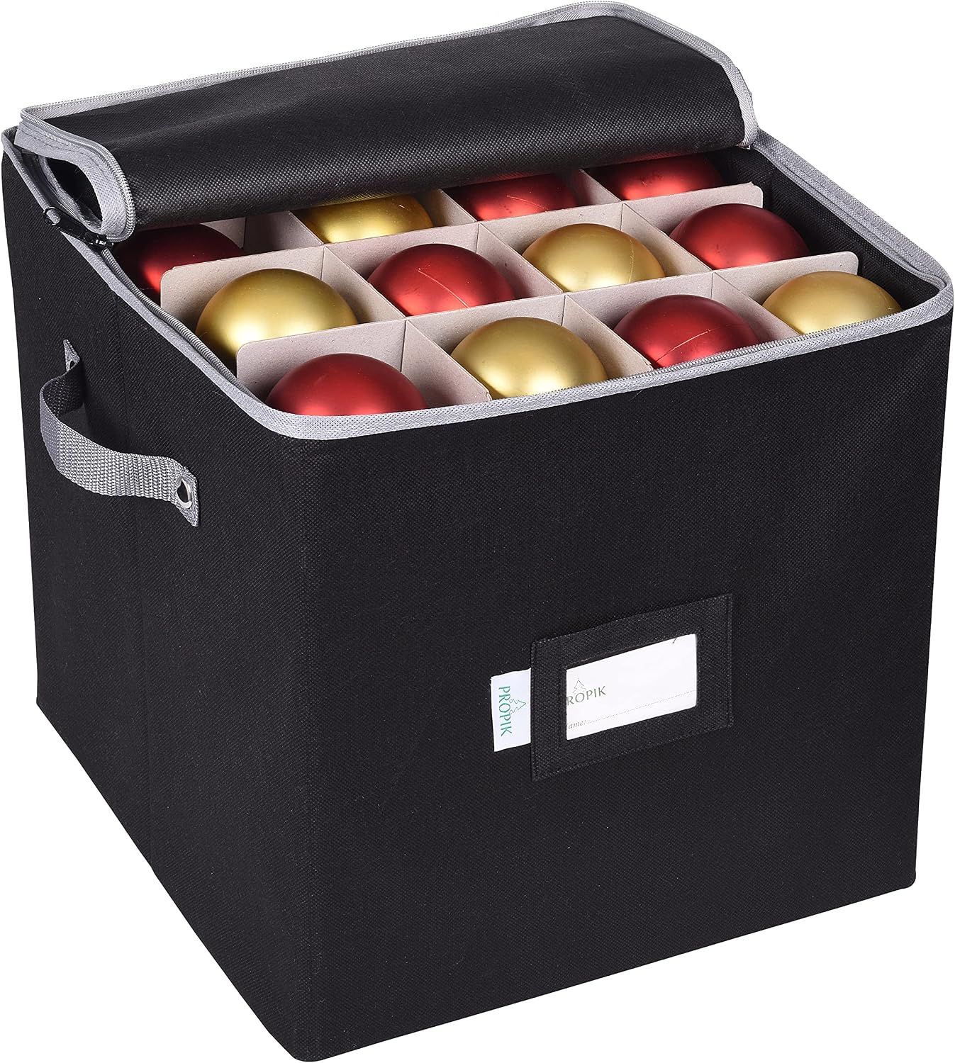 Caja almacenamiento adornos navideños 4 niveles 64 bolas