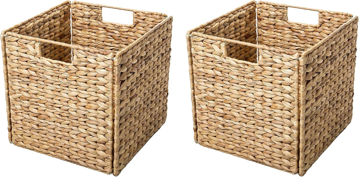 Cestas plegables jacinto hierro tela natural set 2