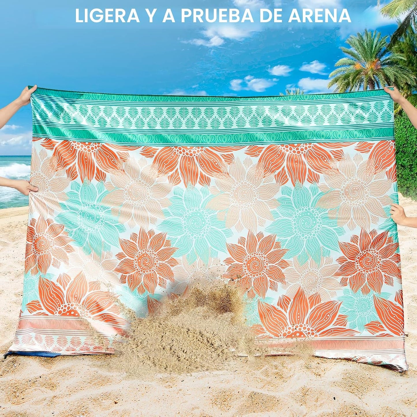 Manta playa impermeable 79x83pulg 120x108pulg para 1-8 adultos