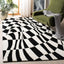 Alfombra abstracta 2x3ft lana y viscosa negro/marfil
