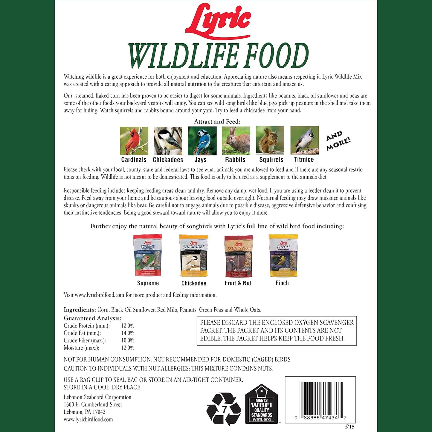 Alimento para ciervos, ardillas, pavos, conejos y aves 10lb