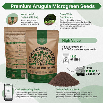 Semillas Rúcula para Germinación Microgreens 1lb Bolsa Resellable