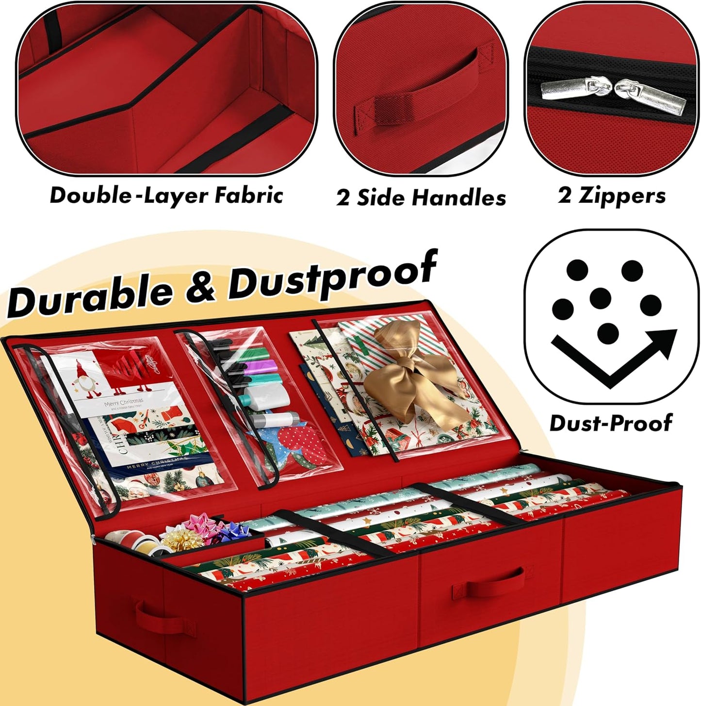 Organiz. papel regalo 41.5" 40 rollos con correas divisor