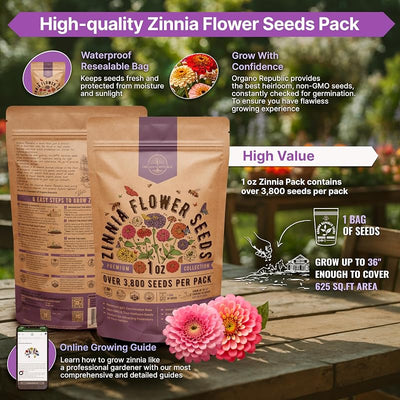 Paquete semillas zinnia 1oz 3800 semillas jardín
