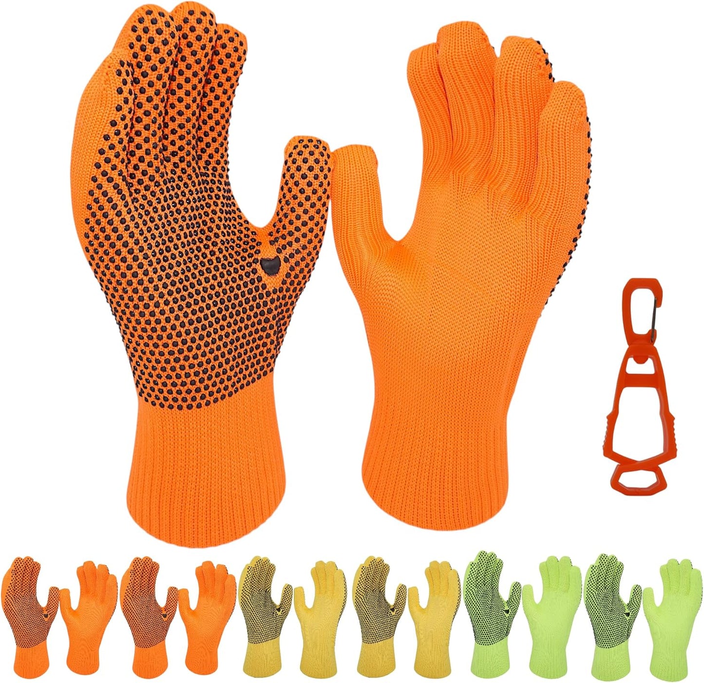 Guantes trabajo PVC alta visibilidad 6 pares poliéster