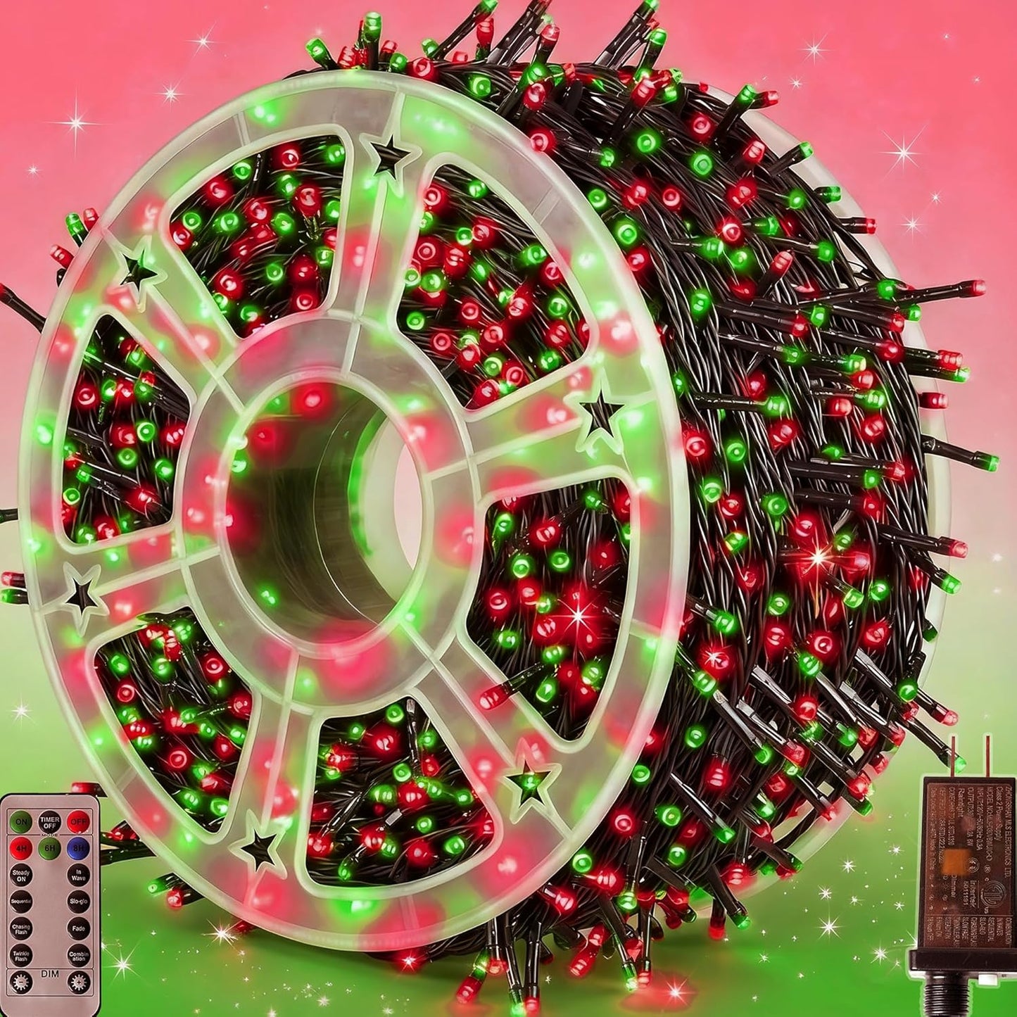 Cadena luces navidad 500 LED 164ft impermeables