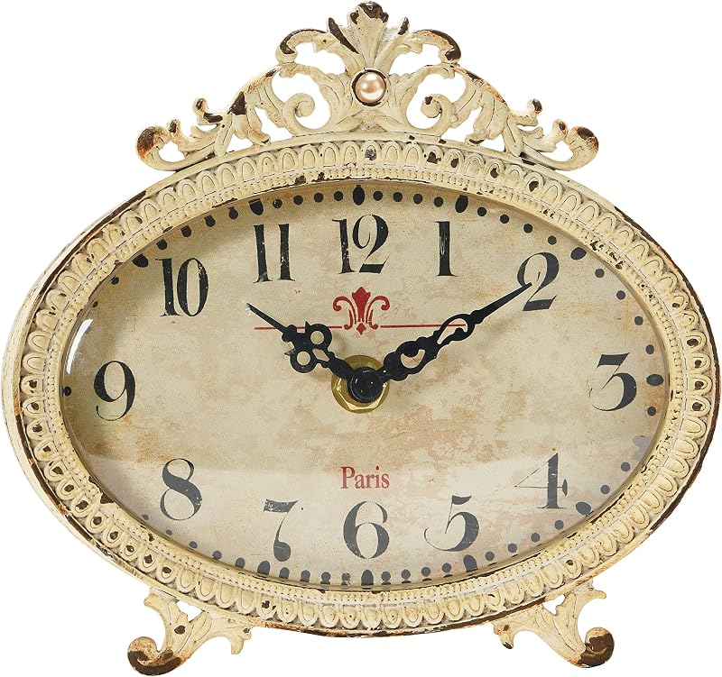 Reloj pared peltre envejecido color crema
