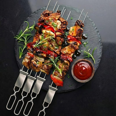 Brochetas Kabob 10 Pzas 13pulg Acero Inox con Barra