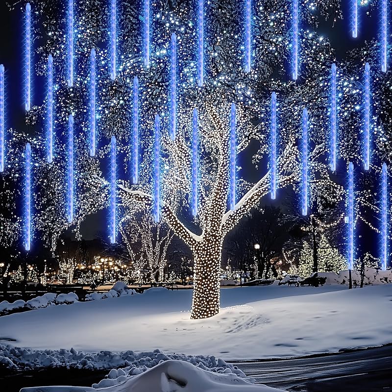 Luces LED lluvia de meteoros 11.8" 24 tubos navidad