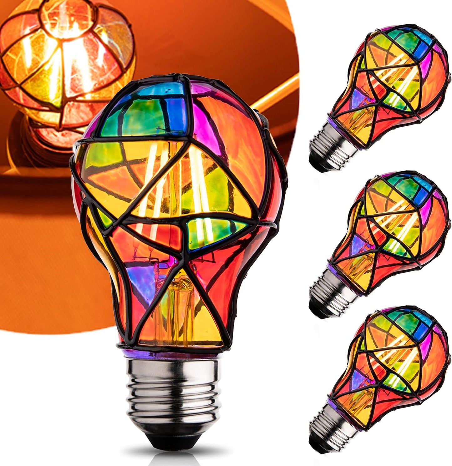 Bombilla vidrio manchado arcoíris 4W 120V decorativa