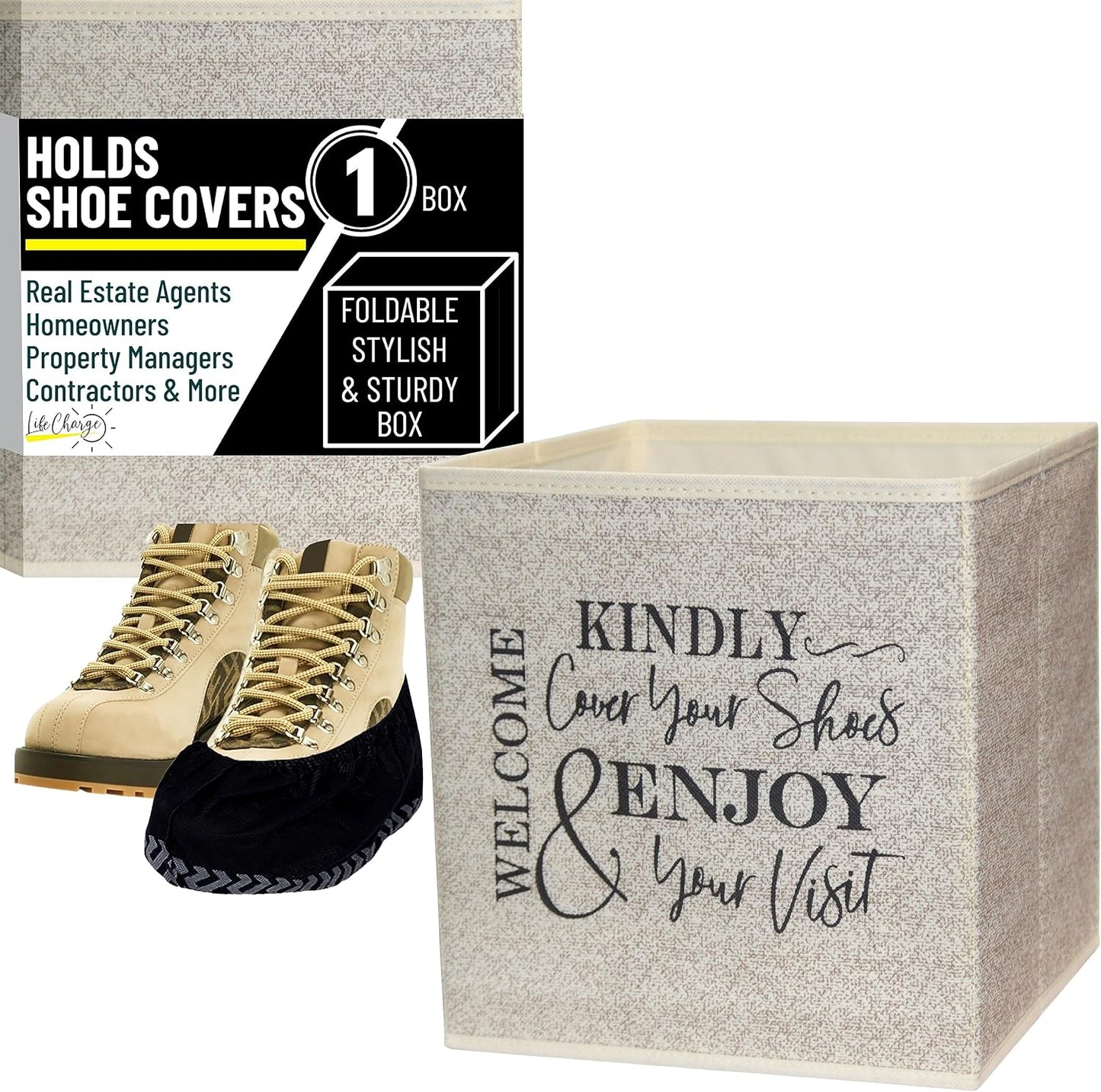 Caja cubierta zapatos con contenedor plegable para botines