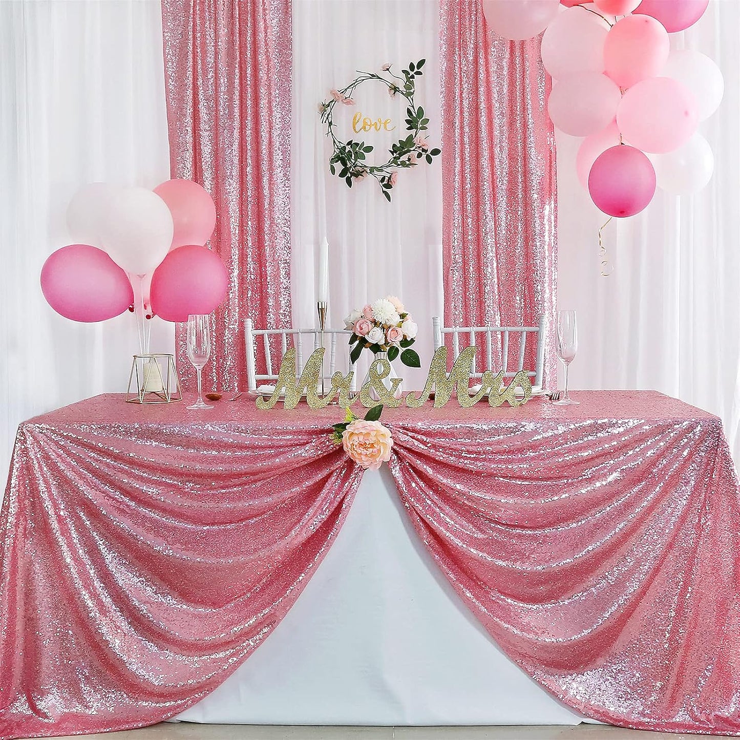 Mantel lentejuelas rosa fucsia 90x90pulg para fiesta cumpleaños