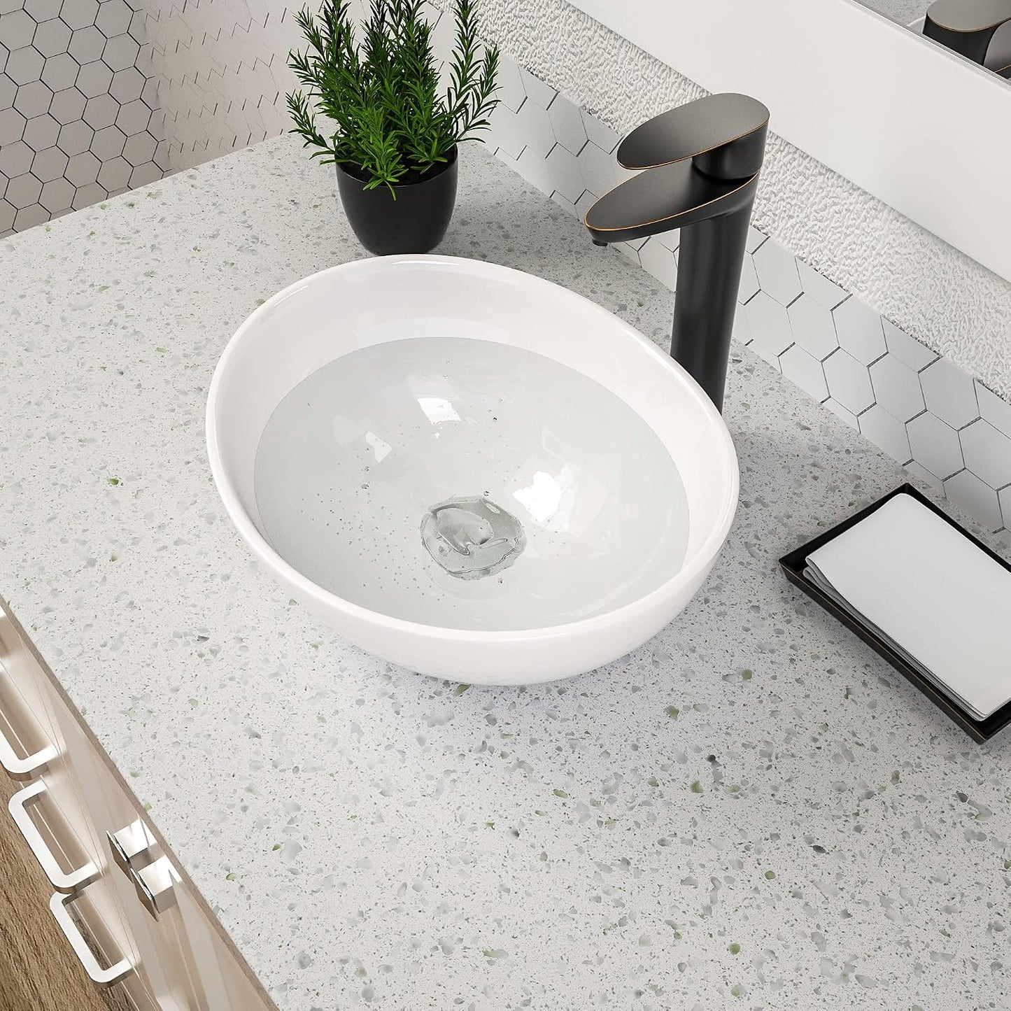 Tazón lavabo ovalado 16x13pulg forma barco blanco