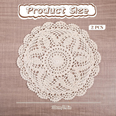 Manteles de encaje de ganchillo beige para mesa rústica y eventos
