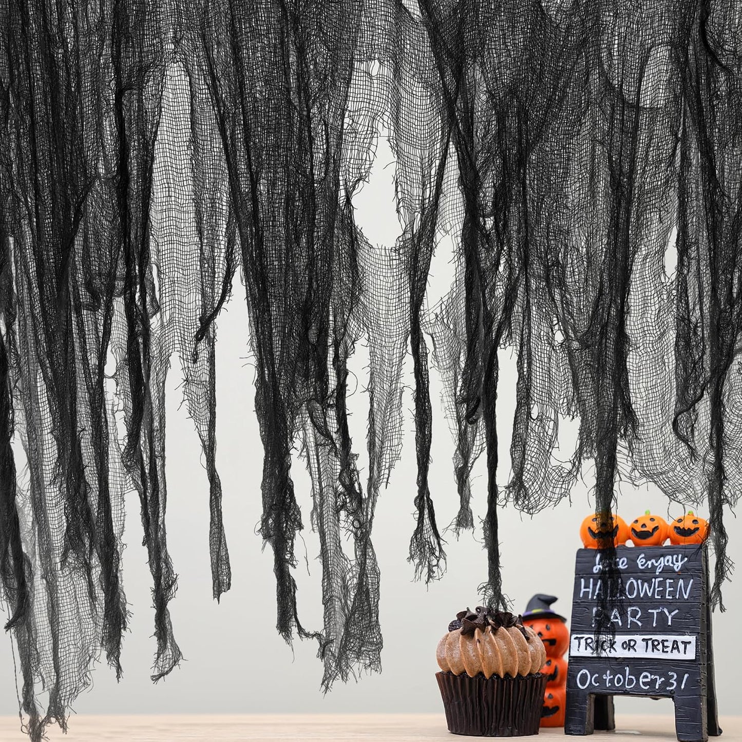 Tela espeluznante Halloween 500x59" color negro