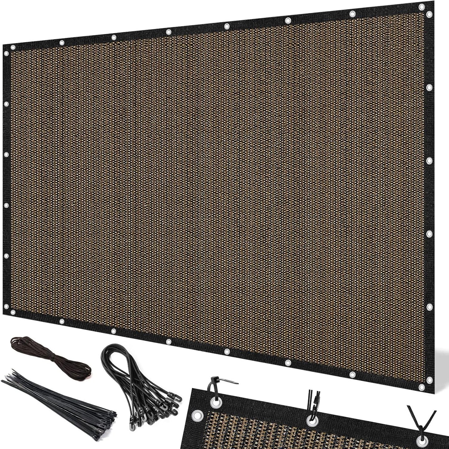 Tela sombra 90% para pérgola 3x16ft con ojales mocha