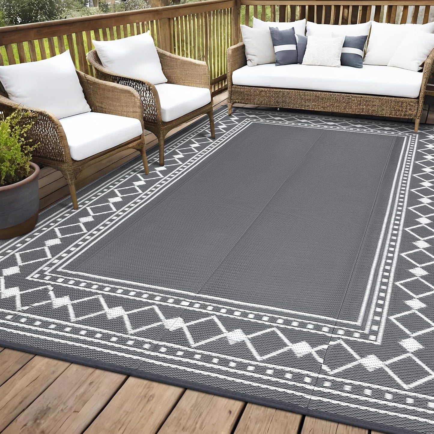 Alfombra exterior impermeable 9x12ft para patio
