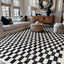 Alfombra cuadros blanco y negro sala dormitorio